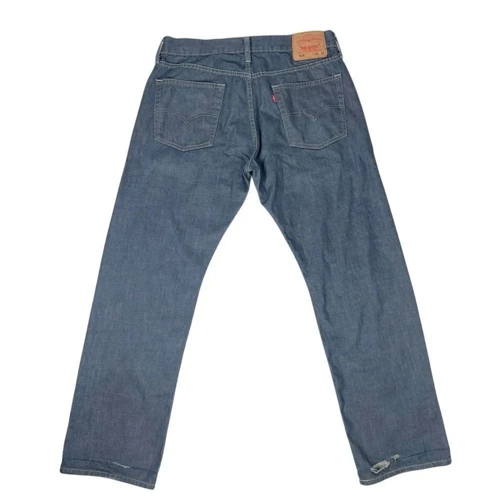 Levi's 514 Slim Straight Jeans Mens W36 L34 Blue Denim Distressed Hem